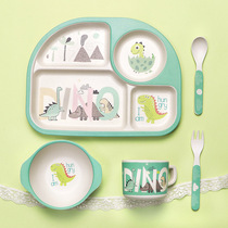 Children Dinner Plate Boy Bamboo Fiber Cutlery Suit Girl Cartoon Divided Meal Tray Small Dinosaur Kindergarten Sub plate
