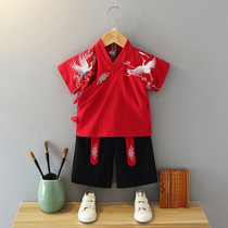 Boy Hanfu Summer thin Chinese style Chinese wind Down with short sleeve acting out of suit Childrens ancient wind National school clothes baby retro clothes