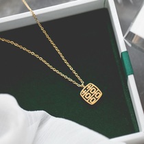Do not fade square joy hollow necklace gold happy character small blessing word cold wind minority light luxury choker sweater chain