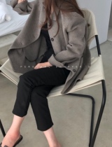 Spot Korean plat * ba*se with the same black thin all-match jeans