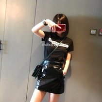 Small leather skirt womens 2021 autumn new high-waist a-line thin Hong Kong-style skirt outer wear hip one-step skirt short skirt