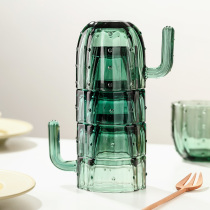 Cacti laminated cup male student green embossed glass-cup suit combined summer lovers juice cold drinks cup