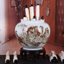 Jingdezhen ceramic master hand-painted calligraphy and painting storage cylinder calligraphy and painting tube living room study scroll cylinder Large Vase ornaments