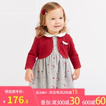 David Bella childrens clothing girls dress Autumn New Baby fake two embroidered skirt childrens knitted skirt foreign gas