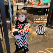 Fall in love with Girl Girl Hair Line Skirt Thickened Baby Foreign Air Warm Winter Clothing Children Princess Knit Dress 80 yards
