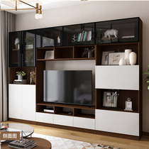 Light Extravagant TV Cabinet High Style Living Room Overall Combined Wall Cabinet Integrated Multifunction Brief Modern Design Standing Cabinet Bookcase