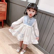 Female Baby Spring Autumn Dress Princess Dress Girl Dress Girl dress One year old Han clothes Children China Wind Down Dress Skirt Ocean Gas Tide