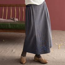 (Lilies of the Valley) mo shang hua kai original cotton embroidered skirt female bai da xiao version a dress New