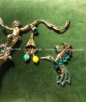 Big designer 24k gold-plated AB hummingbird natural agate small berry earrings 1180 deposit 800