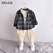 Childrens shirts mens 2020 spring new baby spring mens childrens Western style tops Boys shirts and jackets tide