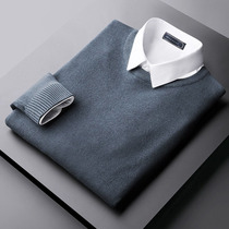 Fall-winter round-collar knitted knife men and casual business with plus heat high-end middle-aged men hit the undershirt