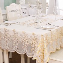 White tablecloth ins Wind pvc plastic table mat rectangular European coffee table waterproof and oil-proof disposable high-end luxury