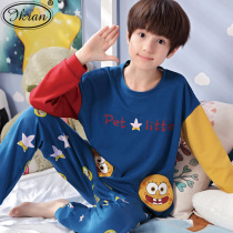 2022 new childrens pyjamas boys spring autumn season pure cotton long sleeves CUHK Boys home Clothing Slim Suit