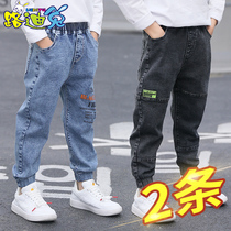 Boys' jeans spring and autumn thin 2022 new Chinese children spring boy sports trousers children's casual pants