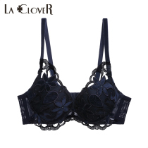 LACLOVER Rose life series Red court vintage velvet embroidery thick cup bra LC12GC1