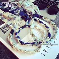 Imported Pearl Rhinestone beach multipurpose ribbon hair bohemian floral ribbon hair band headband headband