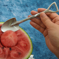 Creative retro spade spoon coffee spoon 18-10 scoop square spade spoon 304 stainless steel dessert spoon watermelon spoon eating spoon