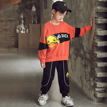 Childrens clothing boy clothes spring and autumn clothing 2021 new large childrens pullover base shirt handsome foreign style coat Korean tide