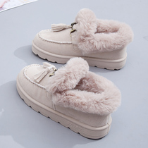 Mao shoes womens winter wear 2021 New plus velvet one foot cotton shoes autumn and winter Joker snow boots Bean shoes