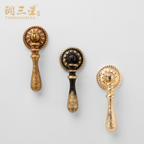 Eurostyle golden retro pure copper invisible pendant drawer handle black hanging cabinet bed head cabinet brass single hole concealed handle