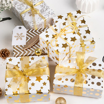 Hot stamping series wrapping paper gift gift creative high grade DIY handmade ins gold powder birthday bag Spring Festival