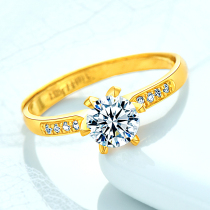 Gold ring Women 24K pure gold six claw 999 gold New opening wedding ring Valentines Day gift