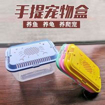 Small turtle feeding box super white fish tank portable reptile tank small goldfish box plastic crawling box transparent turtle tank