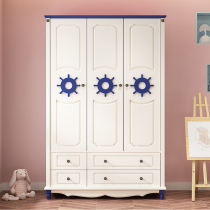 Mediterranean style wardrobe Boy and girl solid wood childrens room wardrobe wooden two-door three-door four-door childrens wardrobe