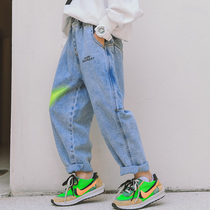 Childrens clothing autumn 2021 Spring and Autumn new boys jeans tide handsome fashionable pants trousers trousers big boy