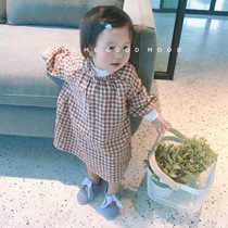 Clearance does not return cattle love small shop 2018 spring girls plaid long sleeve dress