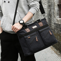 Business Canvas Hand bag Mens Work Commuter Briefcase Large Capacity One-Shoulder shoulder bag Multi-Pocket Rim Backpack