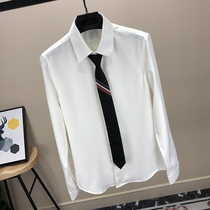 White shirt male long sleeve business high-end casual black shirt tide Korean version of the trendy handsome man hit the bottom shirt