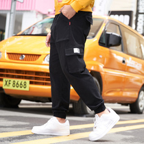 Spring and Autumn Fat Fat Plus Size Work Pants Black Multi-Pocket Collated Cotton Casual Pants 200-240kg