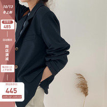 Senior sense navy blue blazer women 2021 French retro temperament English style fried street suit coat women Autumn