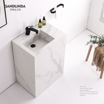 Large rock plate column basin sink basin integrated floor-to-ceiling washbasin Villa courtyard marble sink