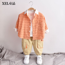 Childrens clothing Boys shirts 2020 summer new childrens foreign style spring and autumn long-sleeved shirts handsome boy Korean version of the tide