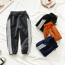 Boys double suede sweatpants spring and autumn Fleece Baby gold velvet pants childrens casual trousers one velvet autumn