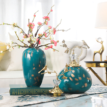American modern Vase ornaments home living room dried flower glass flower arrangement household European light luxury dining table decorations