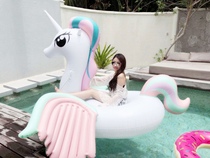 Color wing unicorn Mount floating row pony Polly increased thickened inflatable floating bed swimming ring ins Net red photo