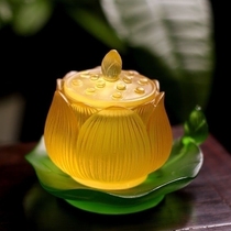 Yuantong Buddha with colored glaze lotus leaf lotus water cup for Buddha Cup home worship Guanyin holy water Cup great sorrow water Cup