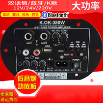 Dual microphone high power Bluetooth power amplifier board 12V24V220V subwoofer power amplifier board Speaker motherboard car Universal