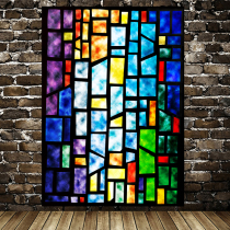 Eurostyle retro color church glass sticker art frosted translucent electrostatic doors and windows glass sticker window floral paper