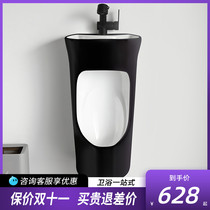 Urinals hanging wall adult mens bathroom household black ceramic water-saving urinal with faucet sink