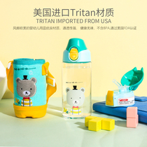 Xunzhi childrens suction tube Cup 480ml without BPA student direct drinking cup one cup two lids portable plastic cup pot