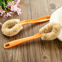 Kitchen household long handle wash pan Brush pan artifact coconut palm dishwashing brush non-stick pan brush sponge brush decontamination cleaning brush