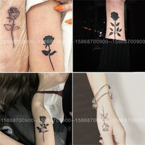 Dark black rose tattoo stickers ins wind arm back thigh personality long-lasting waterproof female sense black pattern body