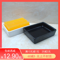 Ceramic soap dish soap box Laundry soap rack Simple black and white handmade soap rack