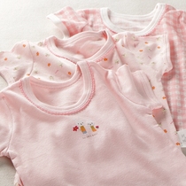 Meng little girl child child baby home sleeping clothes cotton light soft elastic short sleeve T-shirt rabbit obedient