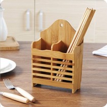 Kitchen rack desktop chopsticks cage chopsticks drain basket wall-mounted cutlery rack spoon rack bamboo chopsticks cage