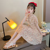 Girls summer clothes crushed floral dress 2022 new ocean gas mesh red child snowspun skirt girl princess nepotism